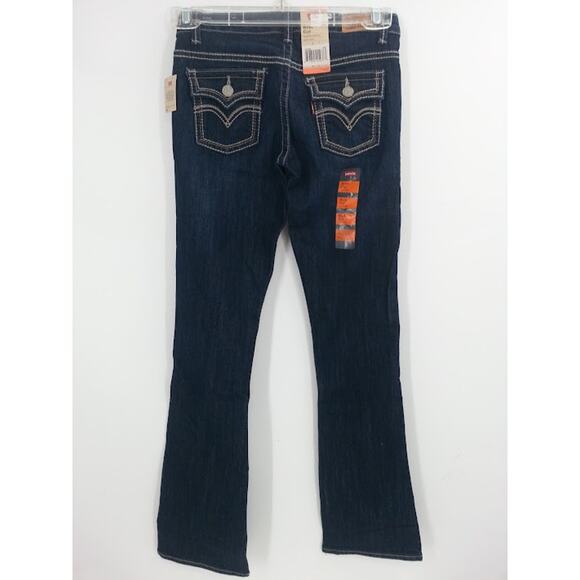 Levi's Boot Cut Slim Blue Jeans Denim Dark Wash Embroidered Girls NEW 14 Slim - Picture 3 of 3